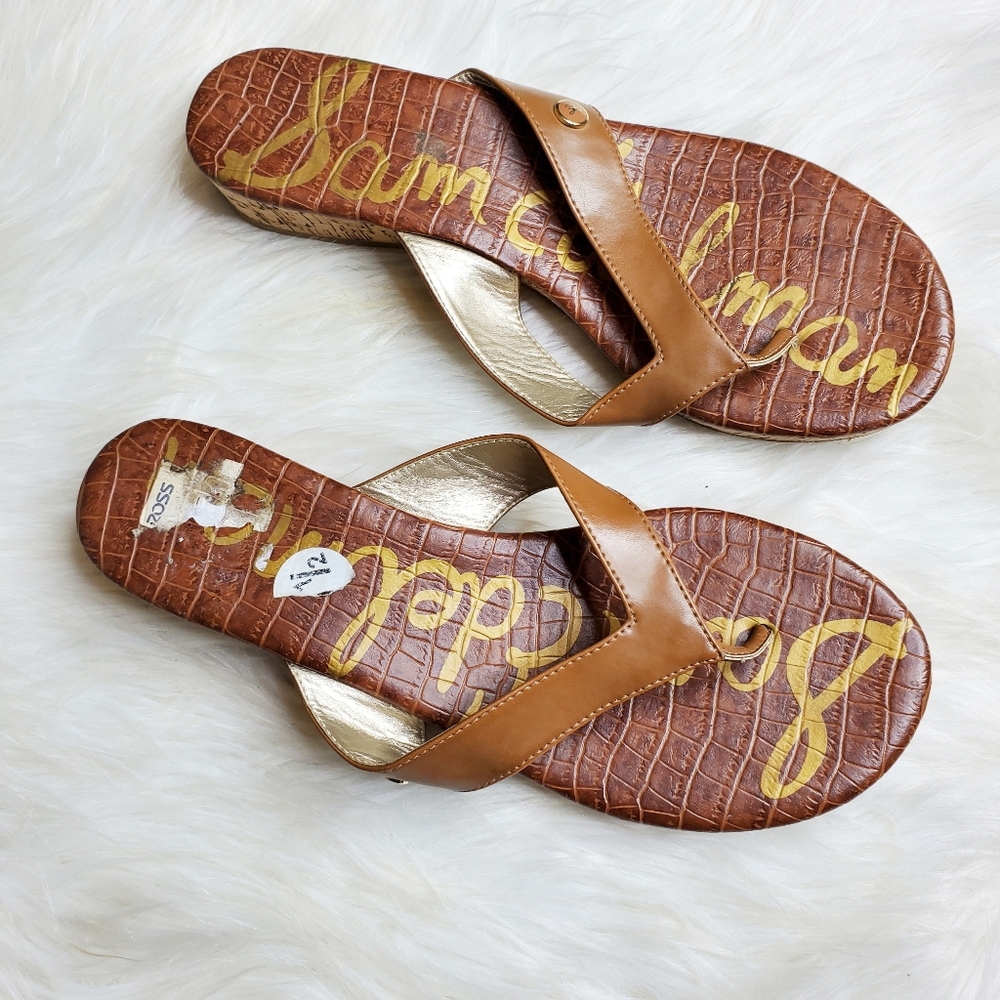 Sam Edelman Tanya Wedge Sandal in Saddle